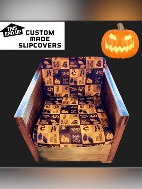 🎃  “This End Up Classic” Style Chair Halloween Slipcover Custom Made - ONE LEFT!